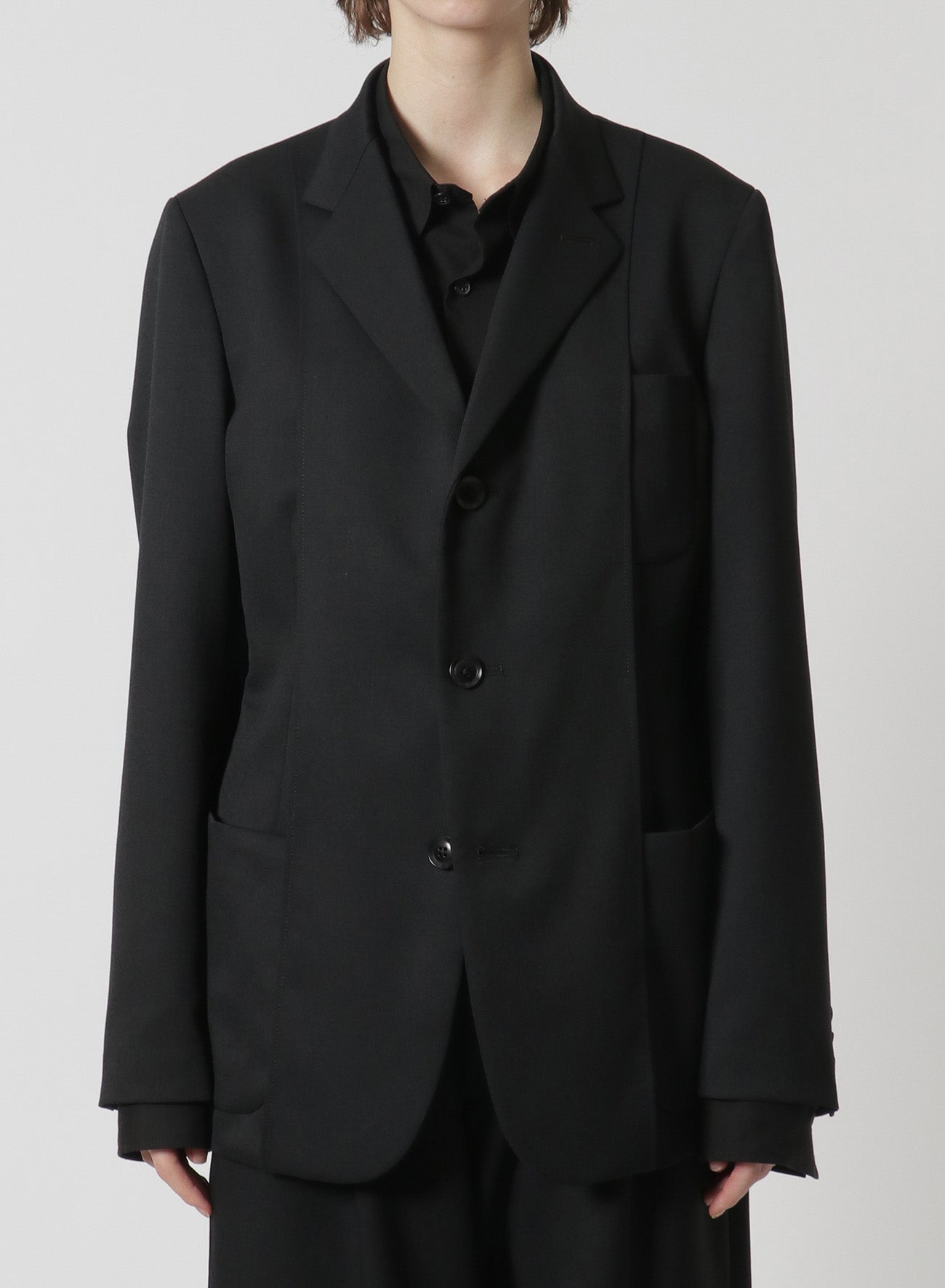 [Y's-Black Name]WOOL GABARDINE REVERSED LINING JACKET