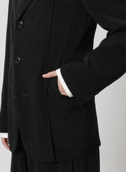 [Y's-Black Name]TRIACETATE POLYESTER CREPE de CHINE REVERSED LINING JACKET