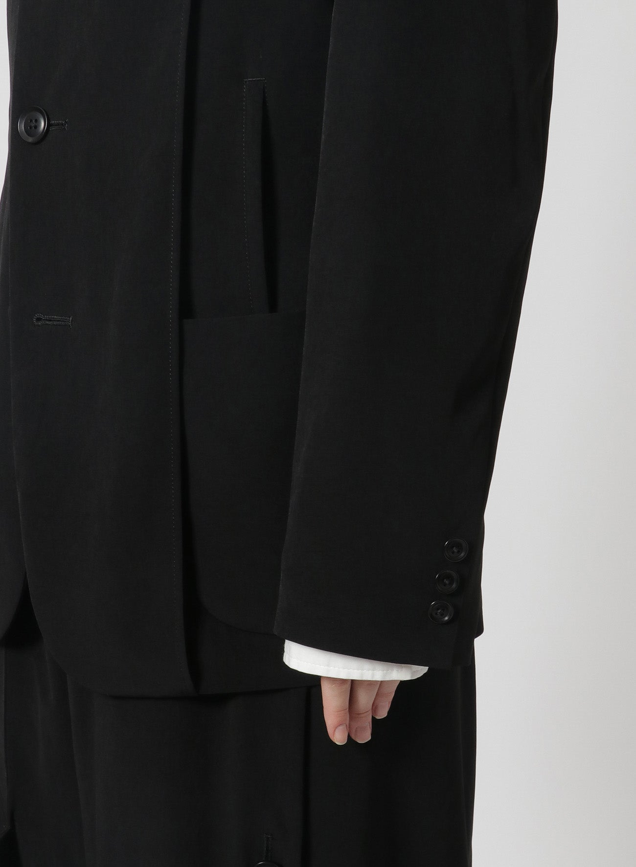 [Y's-Black Name]TRIACETATE POLYESTER CREPE de CHINE REVERSED LINING JACKET