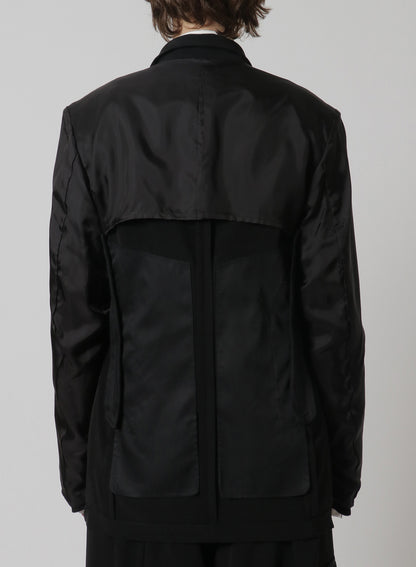 [Y's-Black Name]TRIACETATE POLYESTER CREPE de CHINE REVERSED LINING JACKET