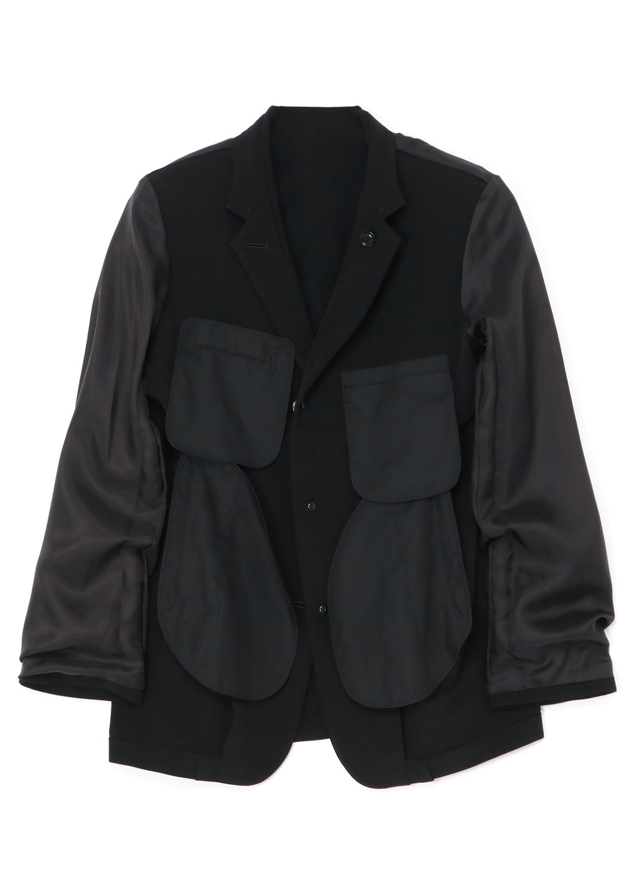 [Y's-Black Name]TRIACETATE POLYESTER CREPE de CHINE REVERSED LINING JACKET