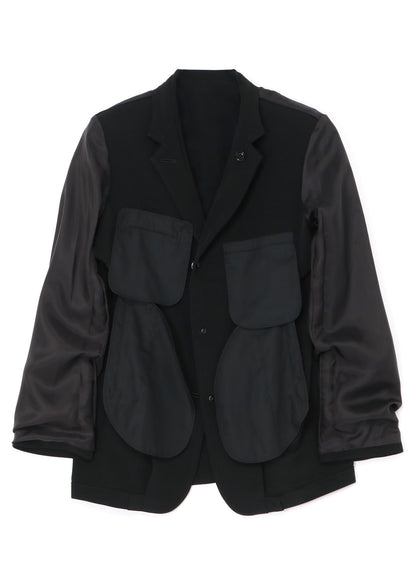 [Y's-Black Name]TRIACETATE POLYESTER CREPE de CHINE REVERSED LINING JACKET