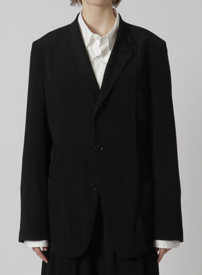 [Y's-Black Name]TRIACETATE POLYESTER CREPE de CHINE REVERSED LINING JACKET