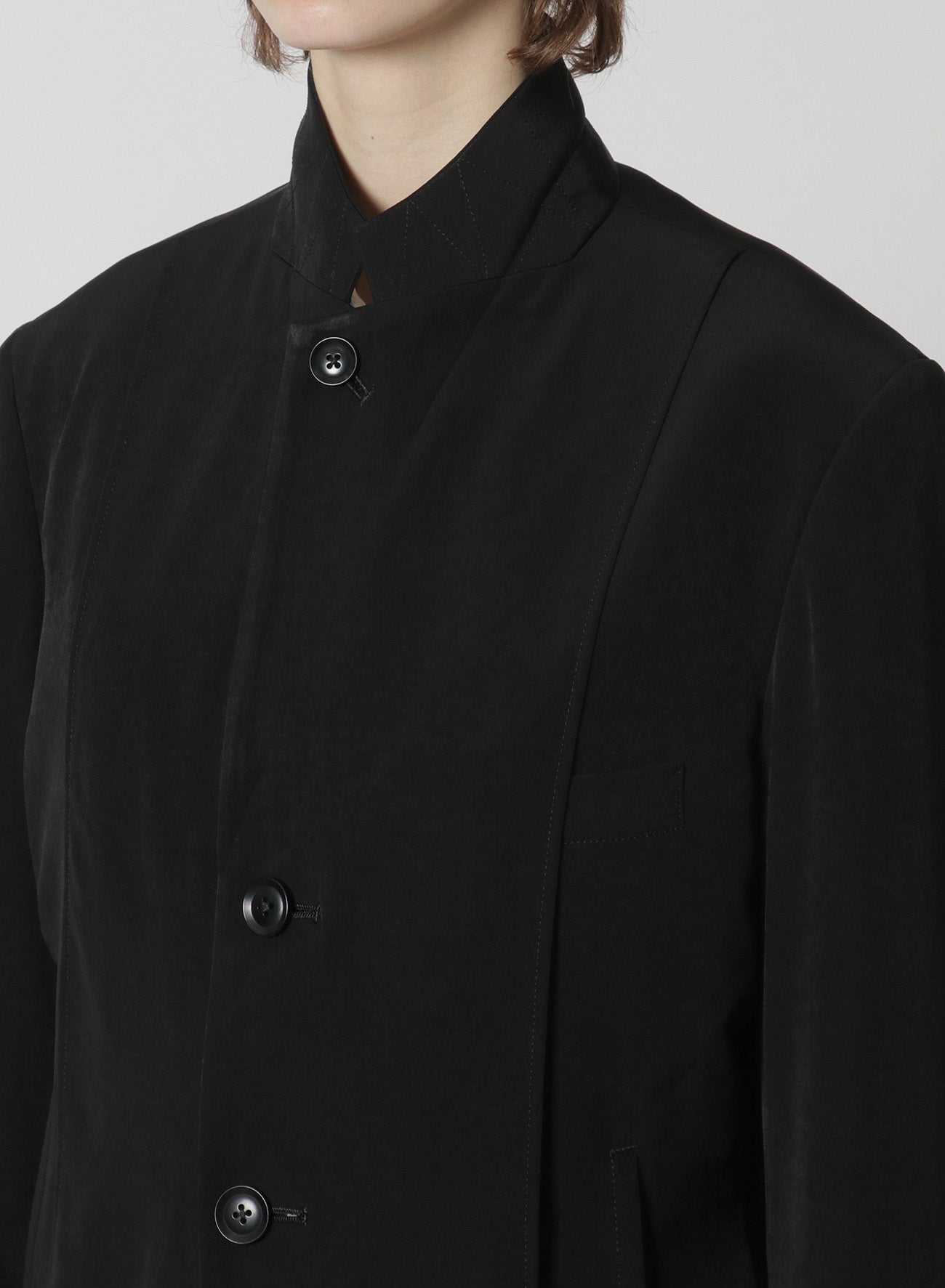 [Y's-Black Name]TRIACETATE POLYESTER CREPE de CHINE REVERSED LINING JACKET