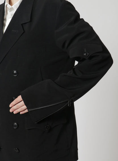 [Y's-Black Name]TRIACETATE POLYESTER CREPE de CHINE DOUBLE FRONT JACKET