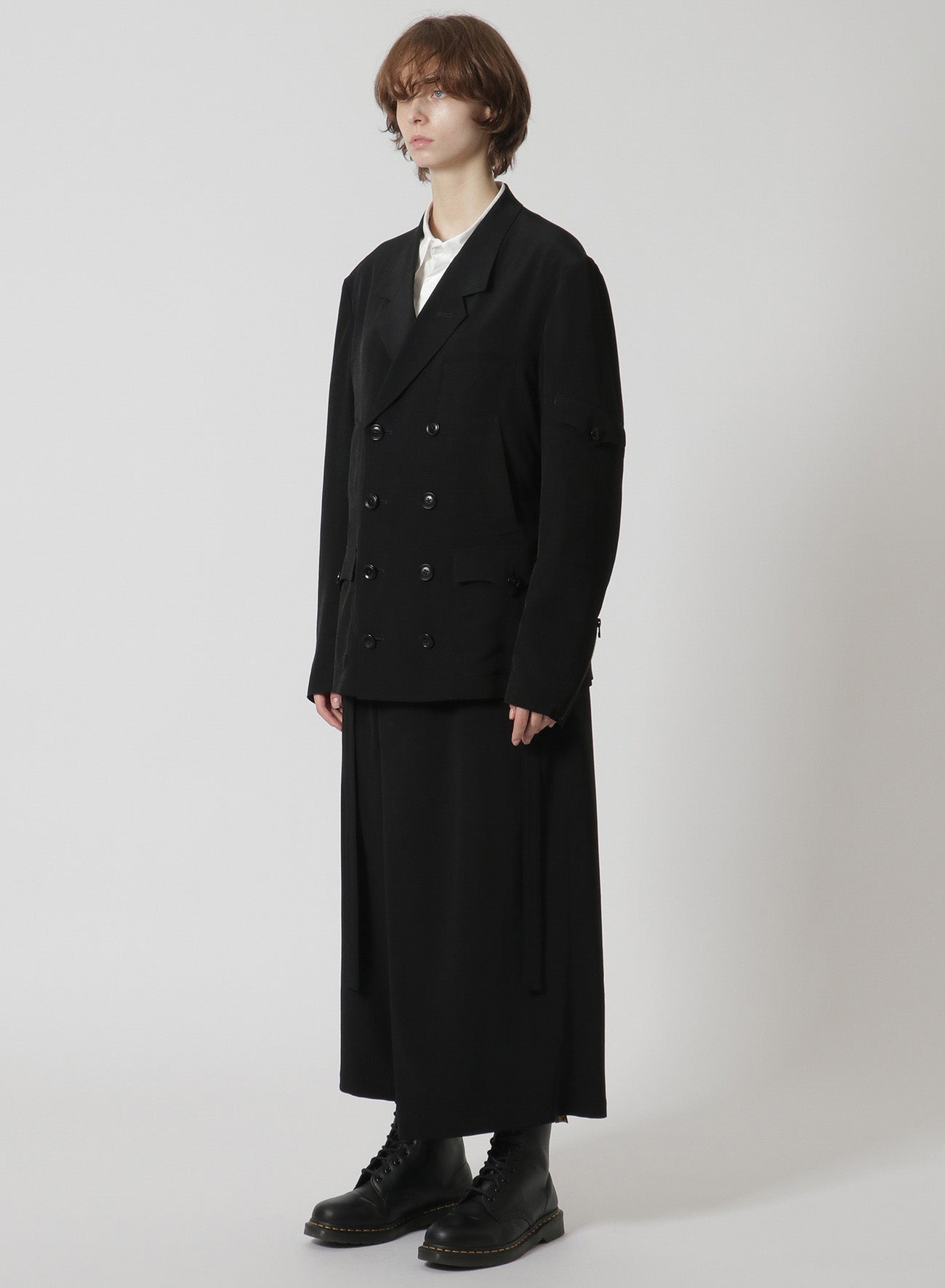 [Y's-Black Name]TRIACETATE POLYESTER CREPE de CHINE DOUBLE FRONT JACKET