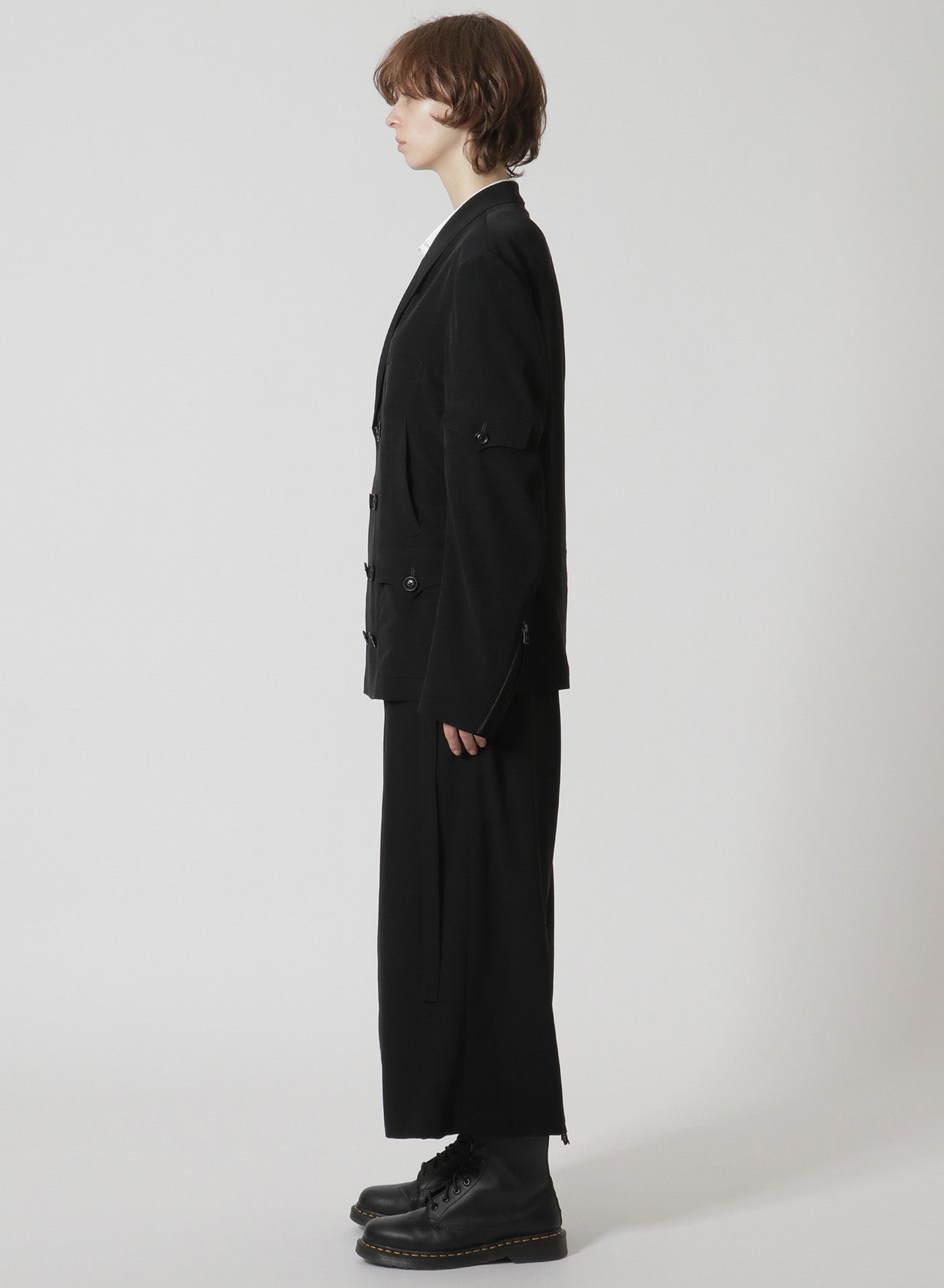 [Y's-Black Name]TRIACETATE POLYESTER CREPE de CHINE DOUBLE FRONT JACKET