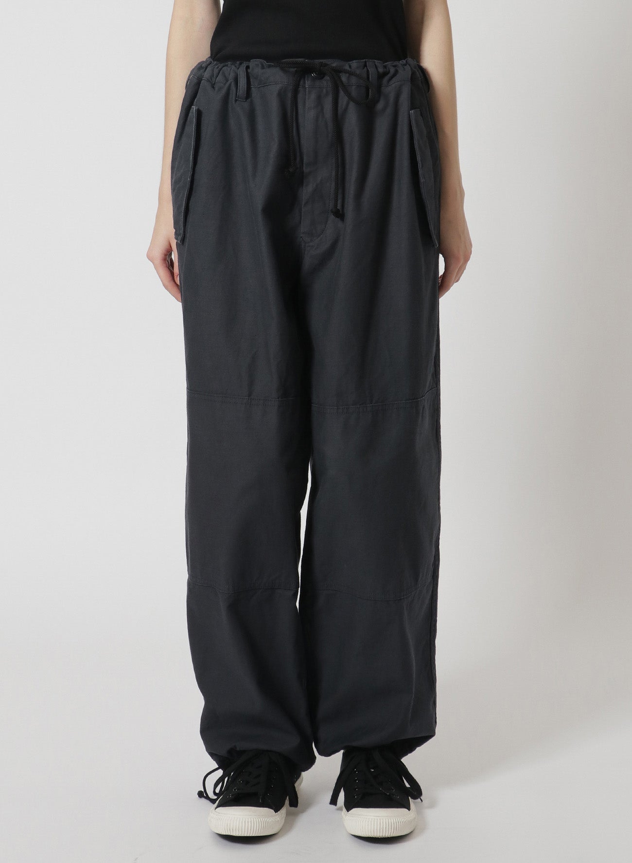 [Y's-Black Name]BACKSIDE SULFURIZATION SATIN PANTS WITH KNEE PADS