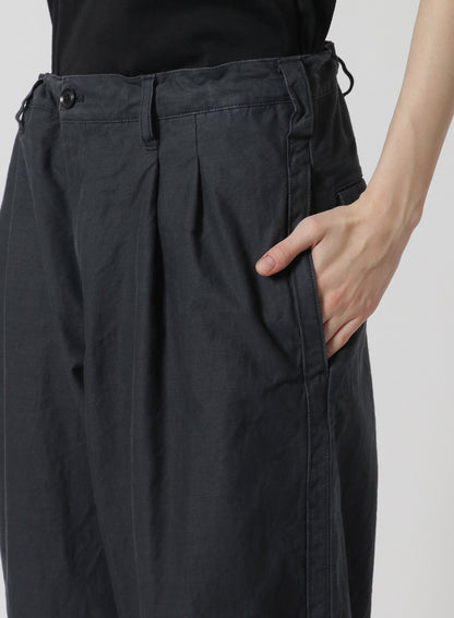 [Y's-Black Name]BACKSIDE SULFURIZATION SATIN 2 TUCK PANTS WITH WAIST BELT