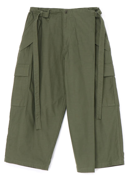 [Y's-Black Name]BACKSIDE SULFURIZATION SATIN WRAP PANTS WITH POCKETS