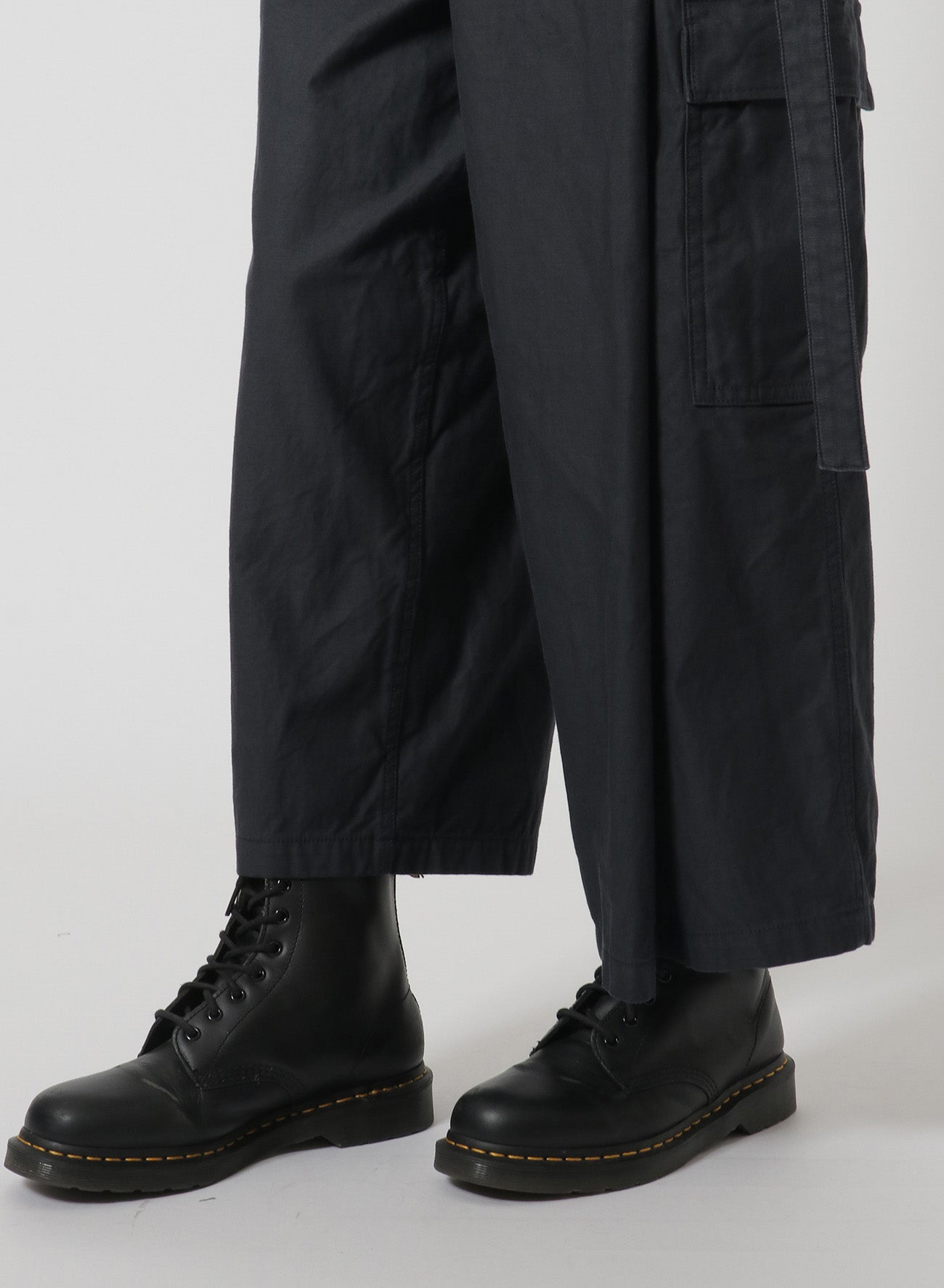 [Y's-Black Name]BACKSIDE SULFURIZATION SATIN WRAP PANTS WITH POCKETS