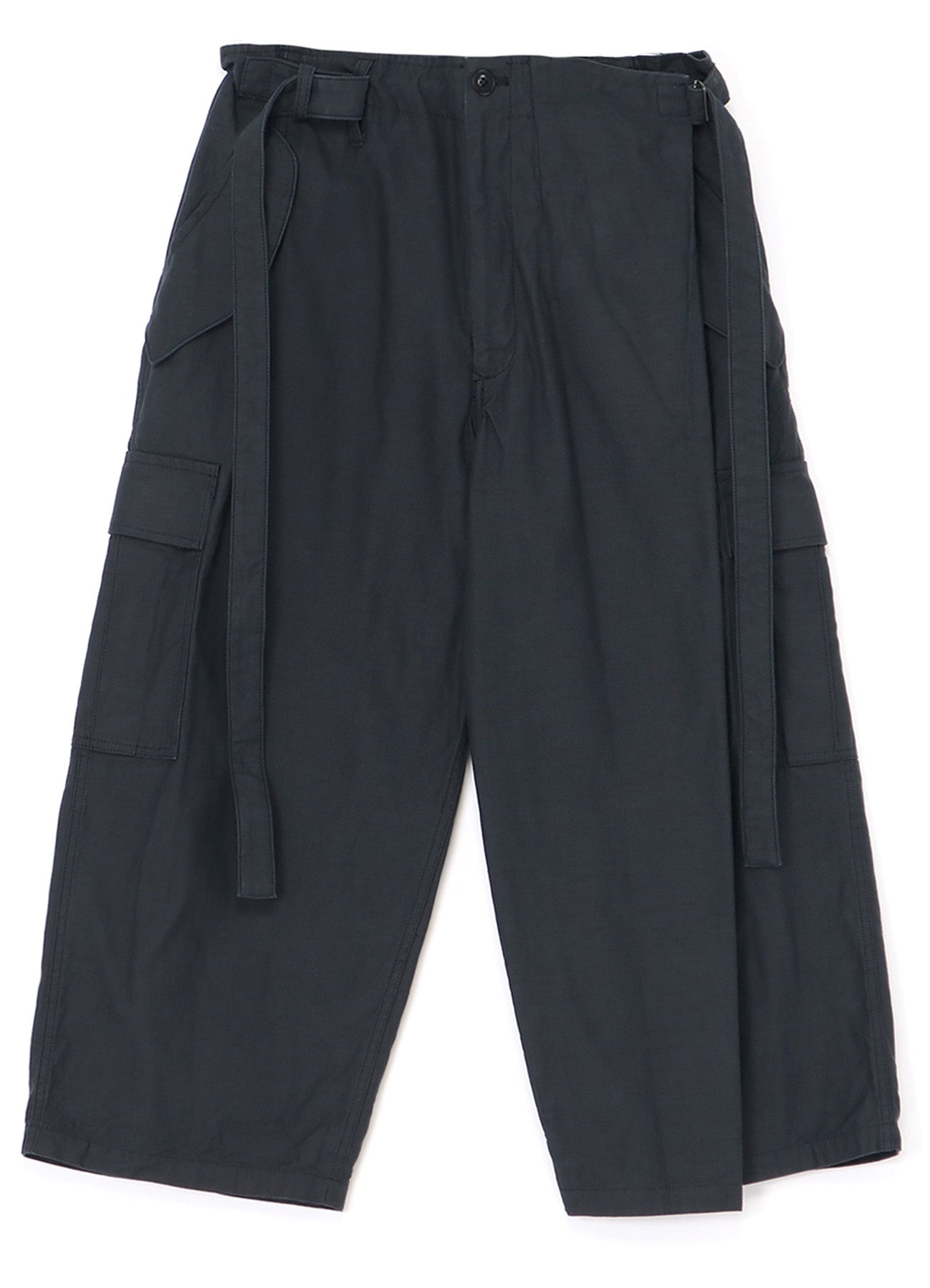 [Y's-Black Name]BACKSIDE SULFURIZATION SATIN WRAP PANTS WITH POCKETS