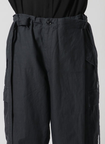 [Y's-Black Name]BACKSIDE SULFURIZATION SATIN WRAP PANTS WITH POCKETS