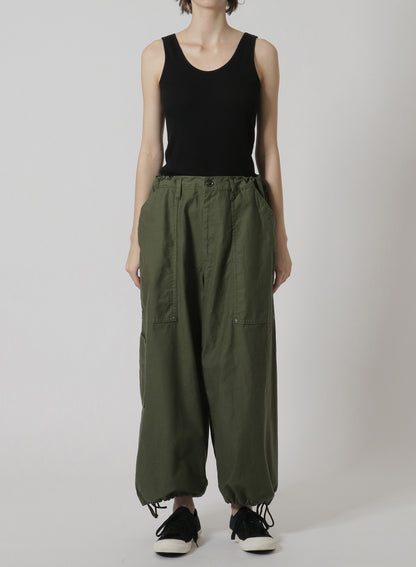 [Y's-Black Name]BACKSIDE SULFURIZATION SATIN WAIST BELT PANEL WORK PANTS