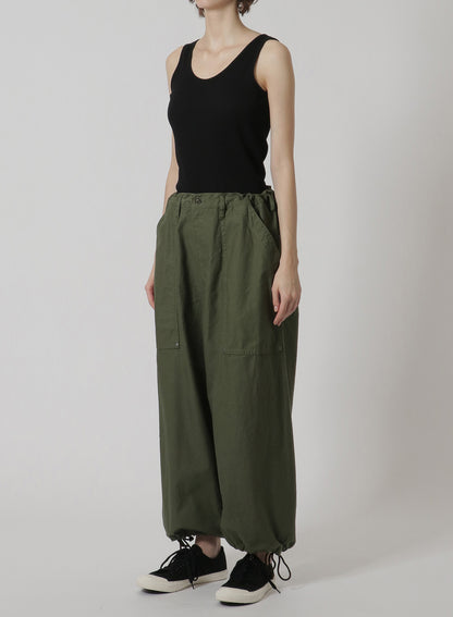 [Y's-Black Name]BACKSIDE SULFURIZATION SATIN WAIST BELT PANEL WORK PANTS