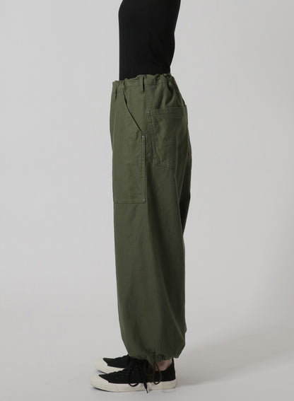 [Y's-Black Name]BACKSIDE SULFURIZATION SATIN WAIST BELT PANEL WORK PANTS