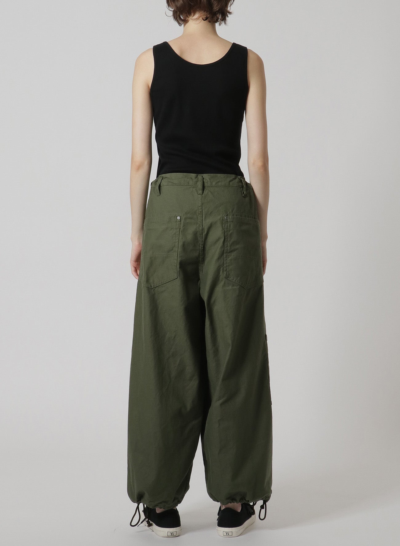 [Y's-Black Name]BACKSIDE SULFURIZATION SATIN WAIST BELT PANEL WORK PANTS