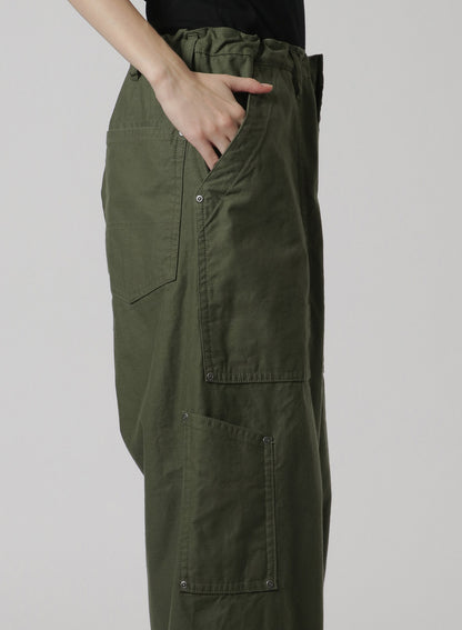 [Y's-Black Name]BACKSIDE SULFURIZATION SATIN WAIST BELT PANEL WORK PANTS