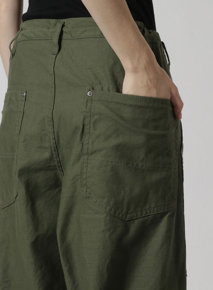 [Y's-Black Name]BACKSIDE SULFURIZATION SATIN WAIST BELT PANEL WORK PANTS