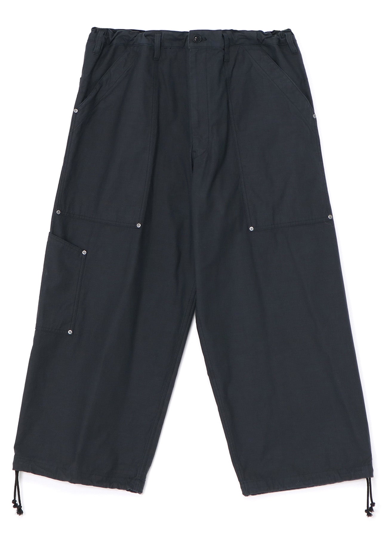 [Y's-Black Name]BACKSIDE SULFURIZATION SATIN WAIST BELT PANEL WORK PANTS