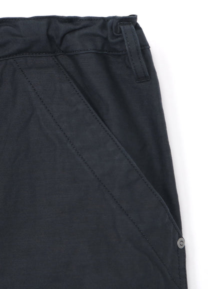 [Y's-Black Name]BACKSIDE SULFURIZATION SATIN WAIST BELT PANEL WORK PANTS