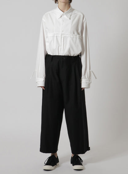 [Y's-Black Name]BLACK TWILL 2 TUCK PANTS WITH SIDE STRIP & TAB