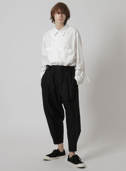 [Y's-Black Name]BLACK TWILL 2 TUCK PANTS WITH SIDE STRIP & TAB