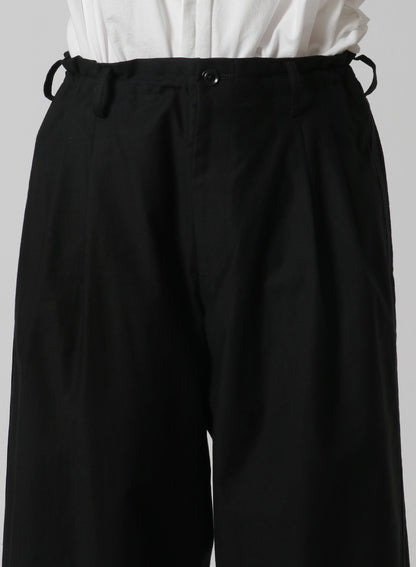 [Y's-Black Name]BLACK TWILL 2 TUCK PANTS WITH SIDE STRIP & TAB