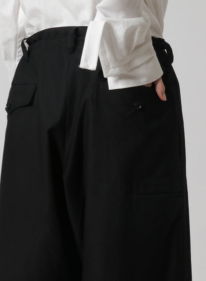 [Y's-Black Name]BLACK TWILL 2 TUCK PANTS WITH SIDE STRIP & TAB