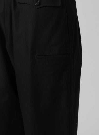 [Y's-Black Name]BLACK TWILL 2 TUCK PANTS WITH SIDE STRIP & TAB