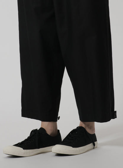 [Y's-Black Name]BLACK TWILL 2 TUCK PANTS WITH SIDE STRIP & TAB