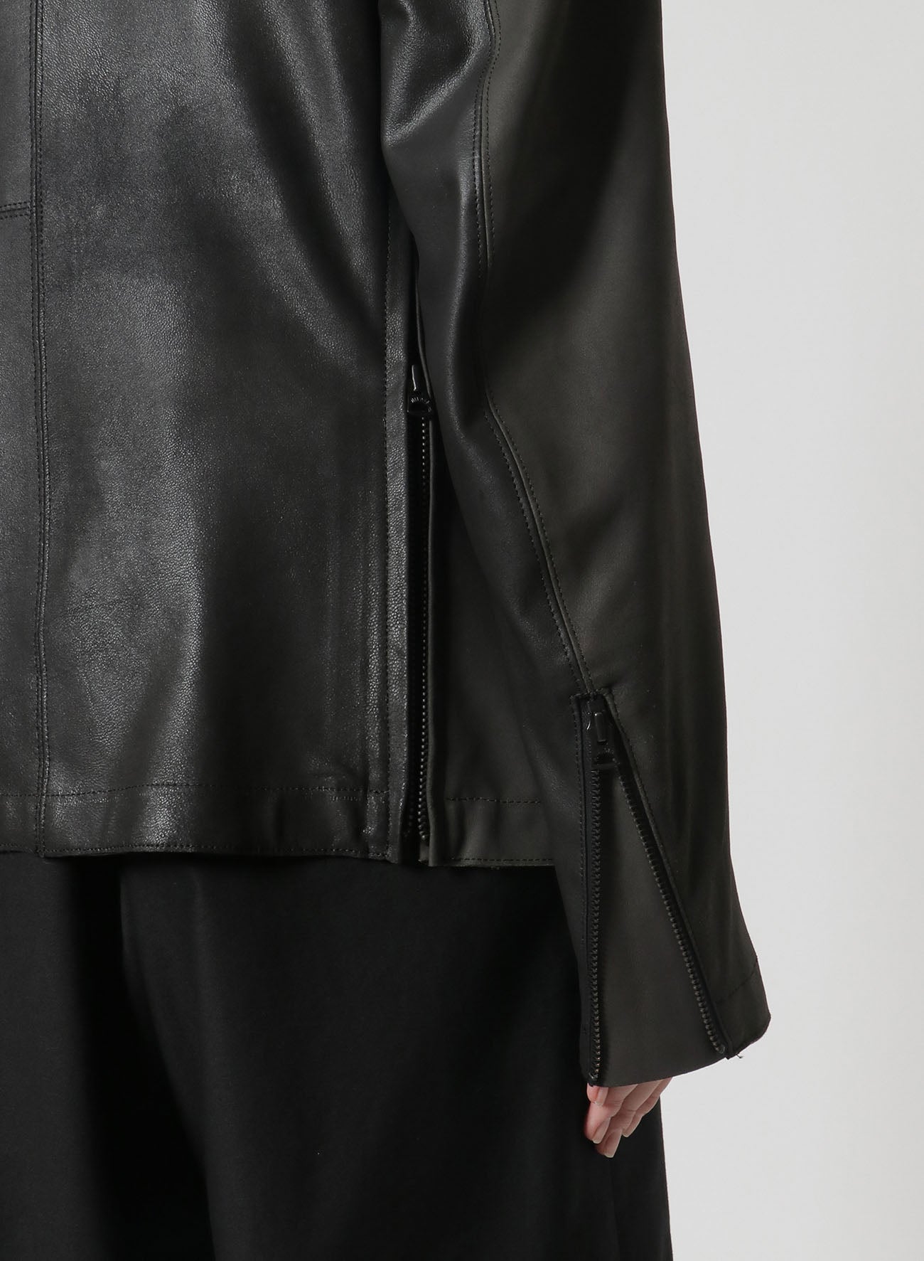 [Y's-Black Name]2 COLORS LEATHER DOUBLE FRONT BLOUSON