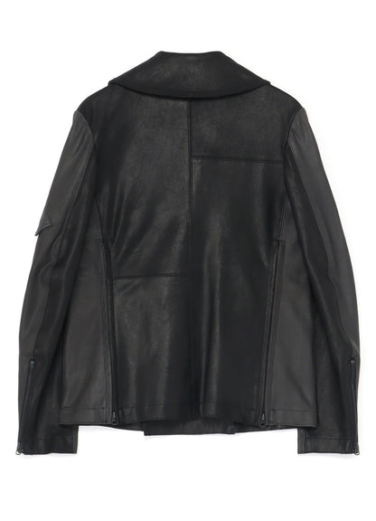 [Y's-Black Name]2 COLORS LEATHER DOUBLE FRONT BLOUSON