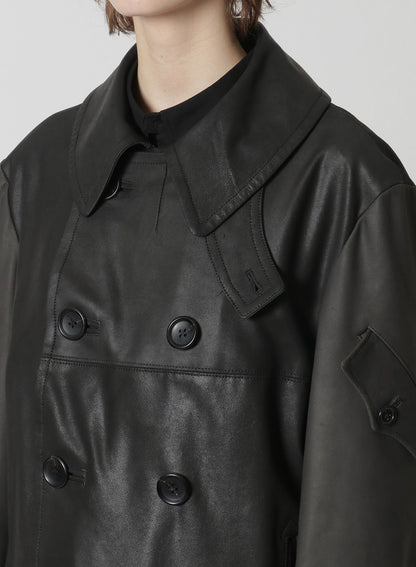 [Y's-Black Name]2 COLORS LEATHER DOUBLE FRONT BLOUSON