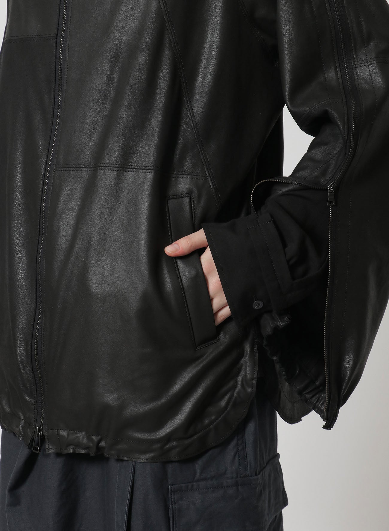 [Y's-Black Name]GOAT DOUBLE FACE ZIP UP RAGLAN SLEEVE BLOUSON