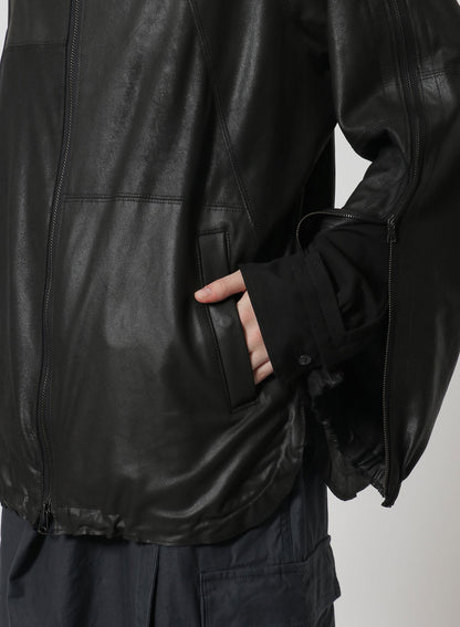 [Y's-Black Name]GOAT DOUBLE FACE ZIP UP RAGLAN SLEEVE BLOUSON