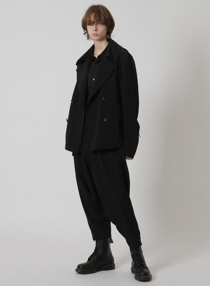 [Y's-Black Name]TRIACETATE POLYESTER CREPE de CHINE DOUBLE FRONT BLOUSON