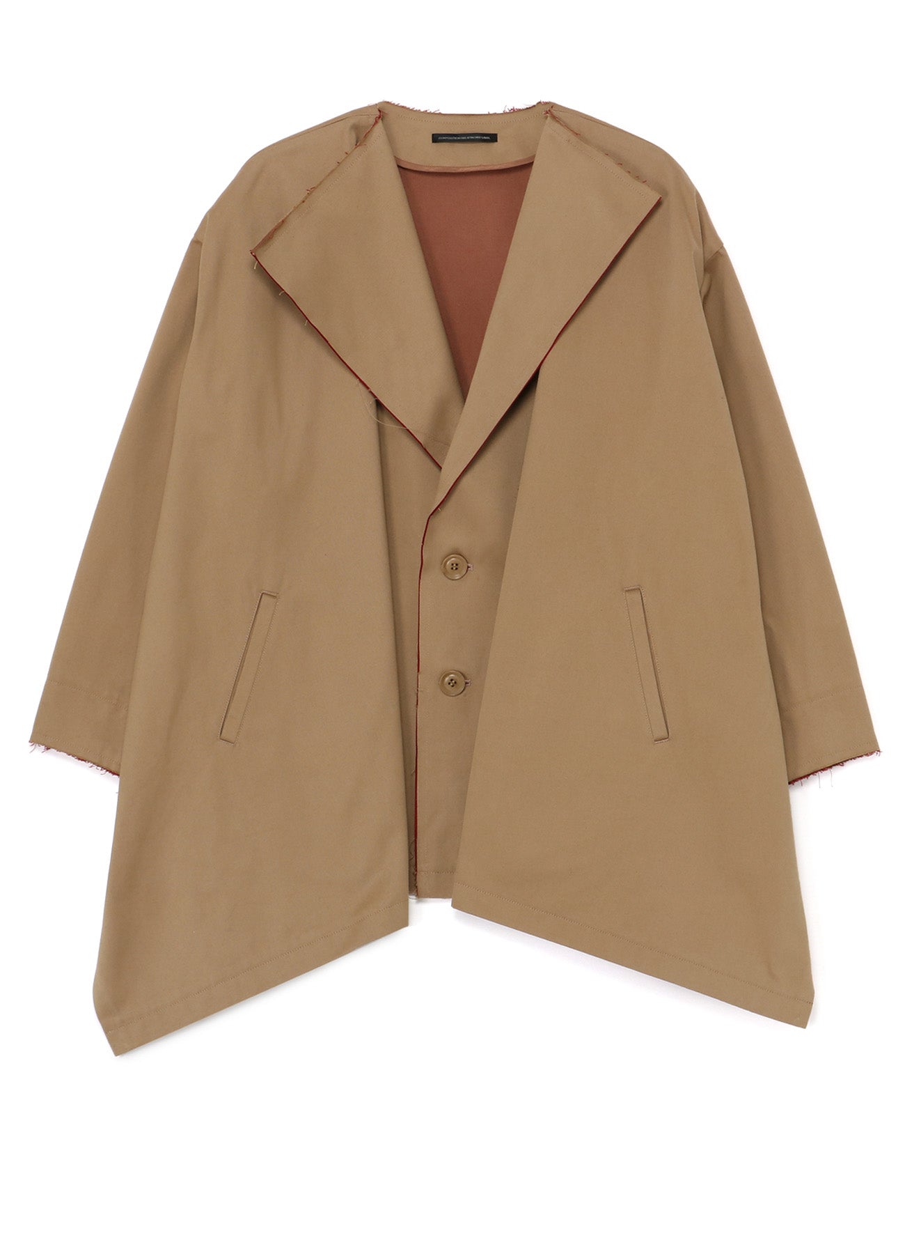 DOUBLE FACED TWILL NO COLLAR SHORT COAT