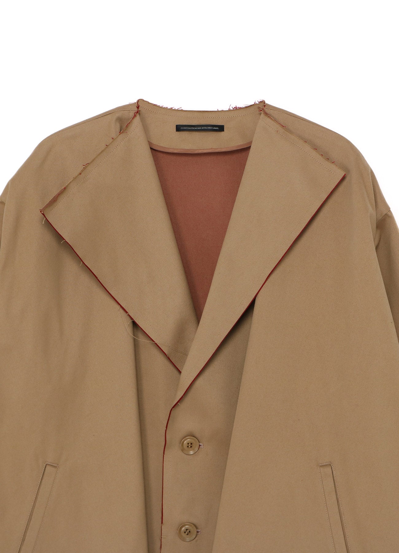 DOUBLE FACED TWILL NO COLLAR SHORT COAT