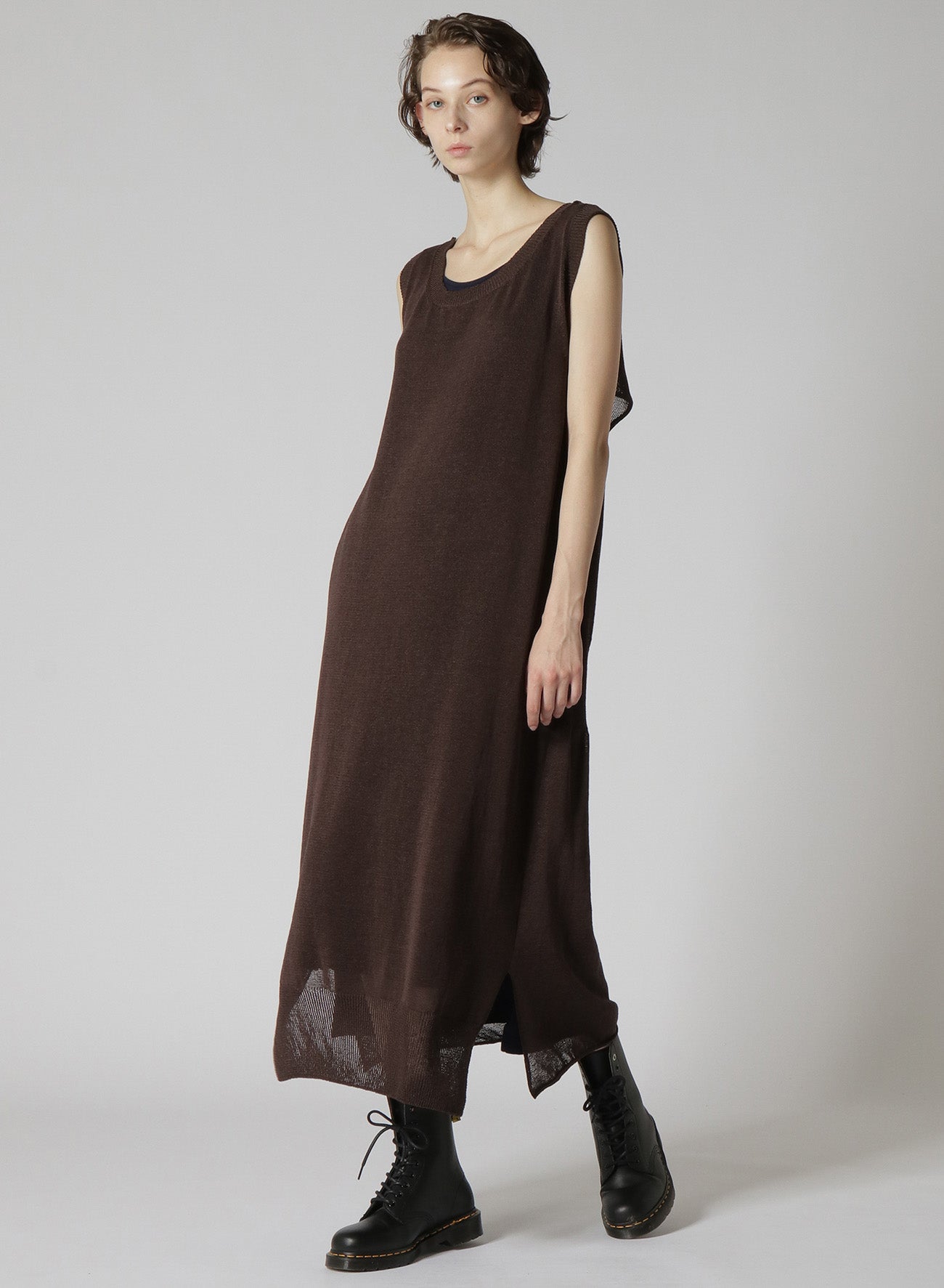 LINEN-LIKE COTTON LAYERED DRESS