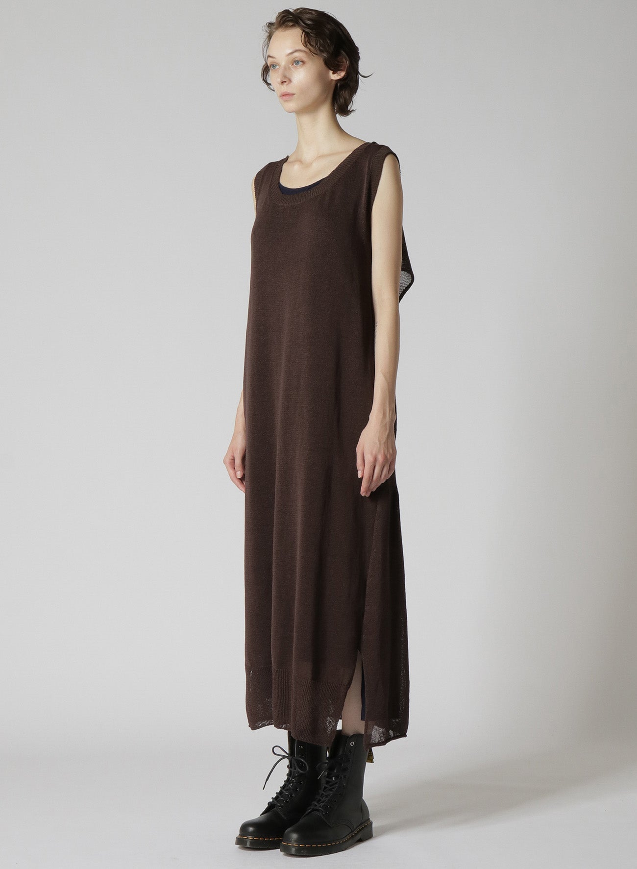 LINEN-LIKE COTTON LAYERED DRESS