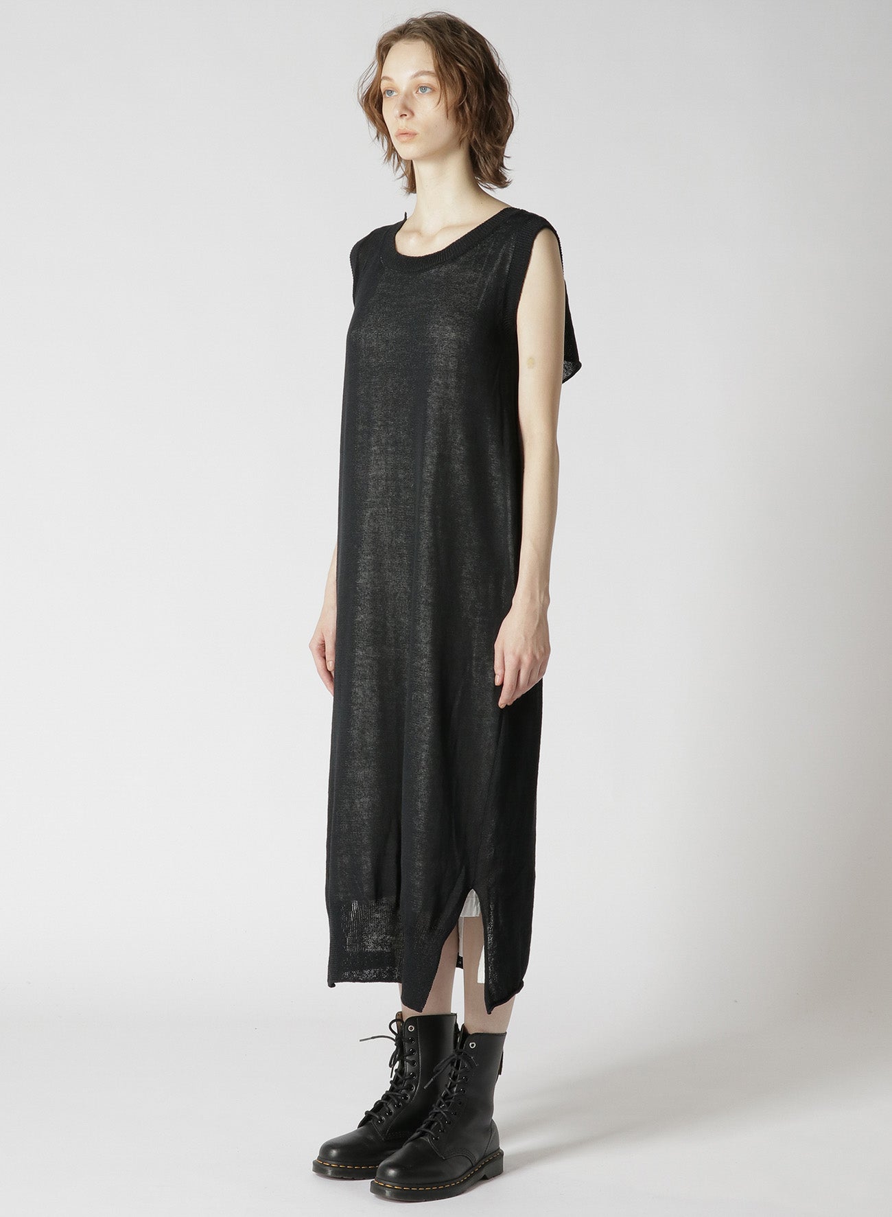 LINEN-LIKE COTTON LAYERED DRESS