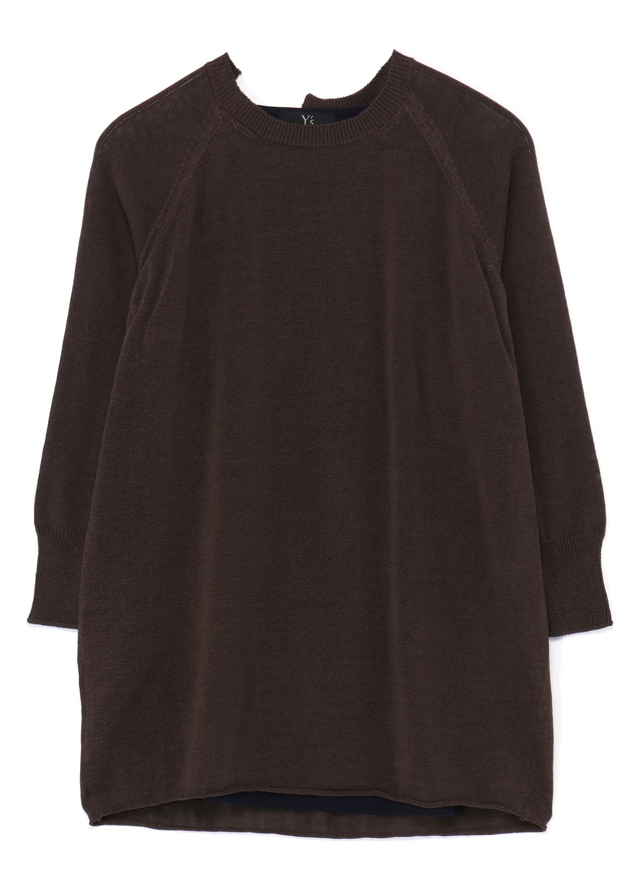 LINEN-LIKE COTTON LAYERED PULLOVER