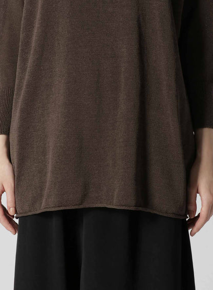 LINEN-LIKE COTTON LAYERED PULLOVER