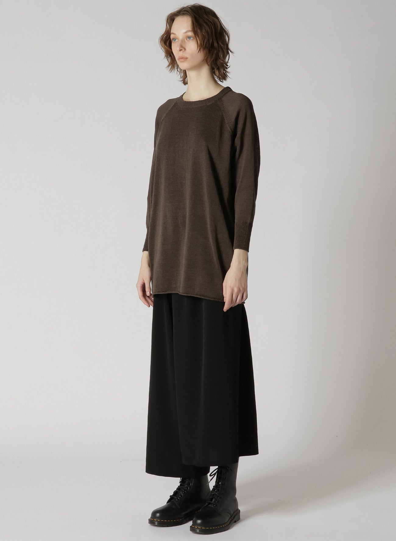 LINEN-LIKE COTTON LAYERED PULLOVER