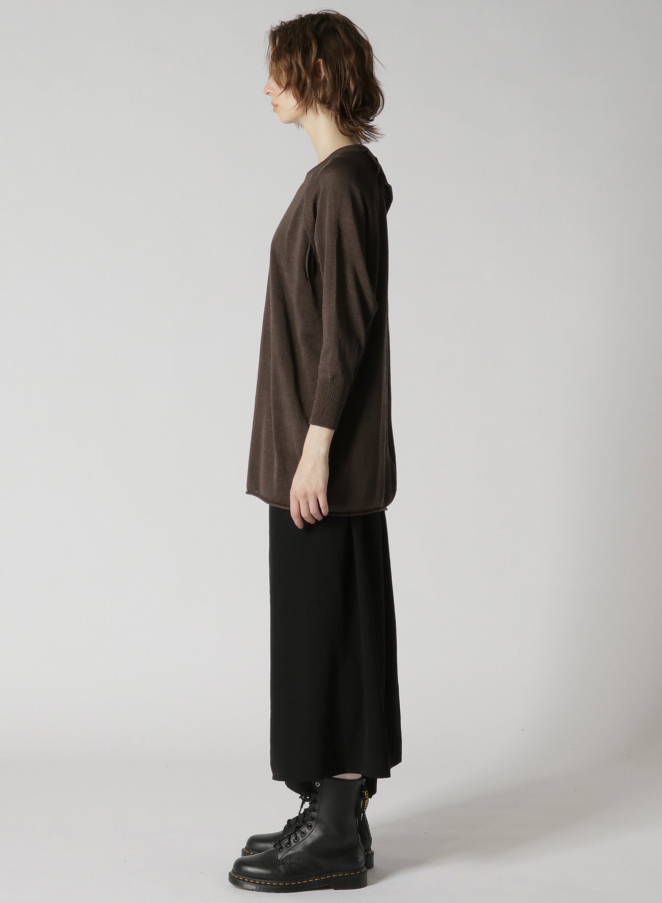 LINEN-LIKE COTTON LAYERED PULLOVER