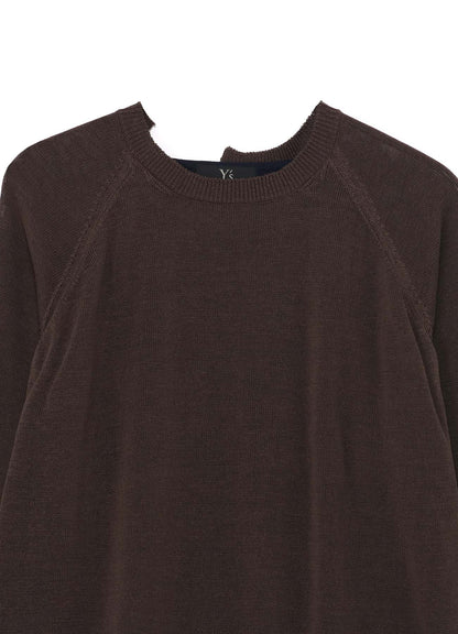 LINEN-LIKE COTTON LAYERED PULLOVER