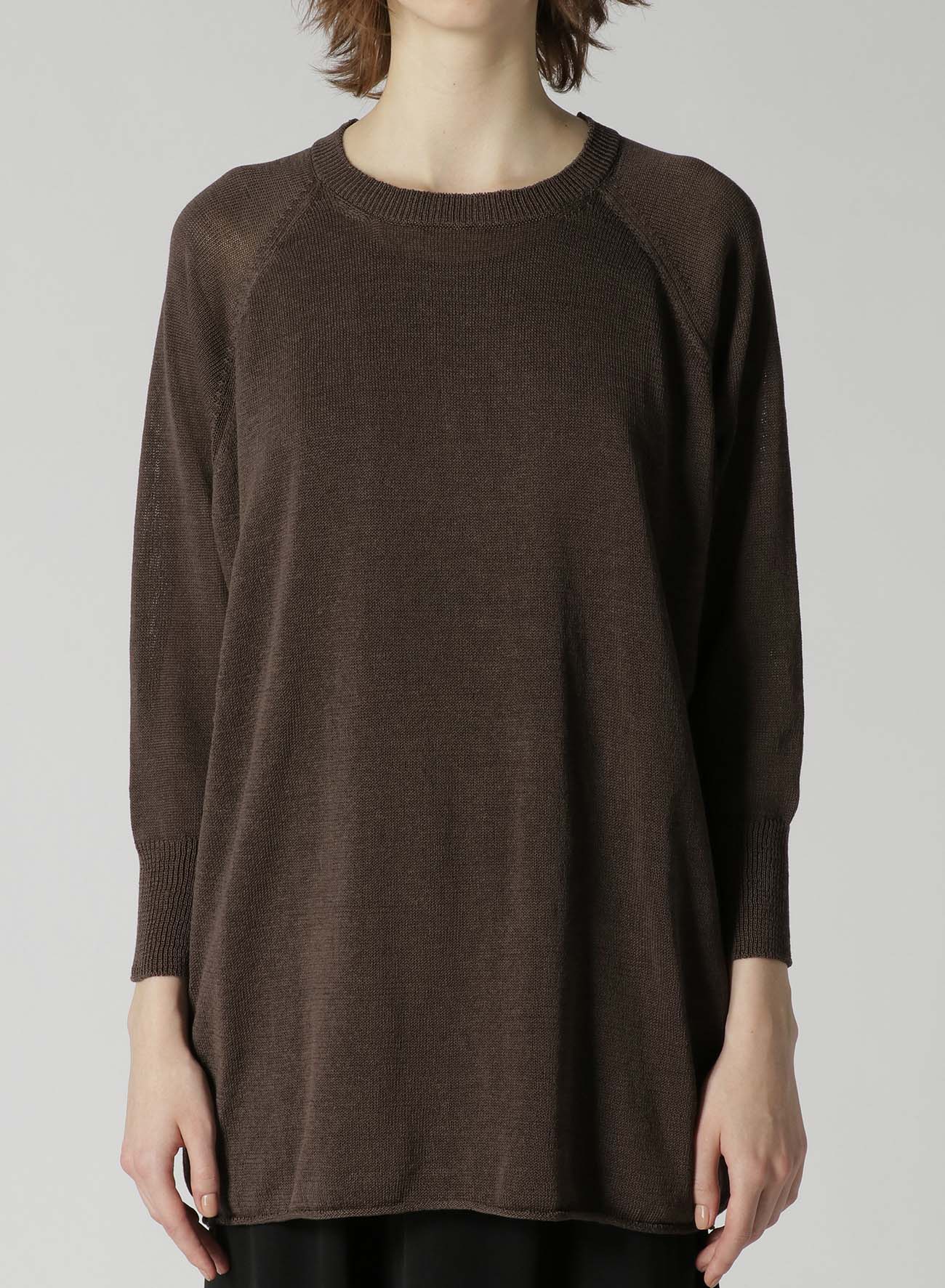 LINEN-LIKE COTTON LAYERED PULLOVER