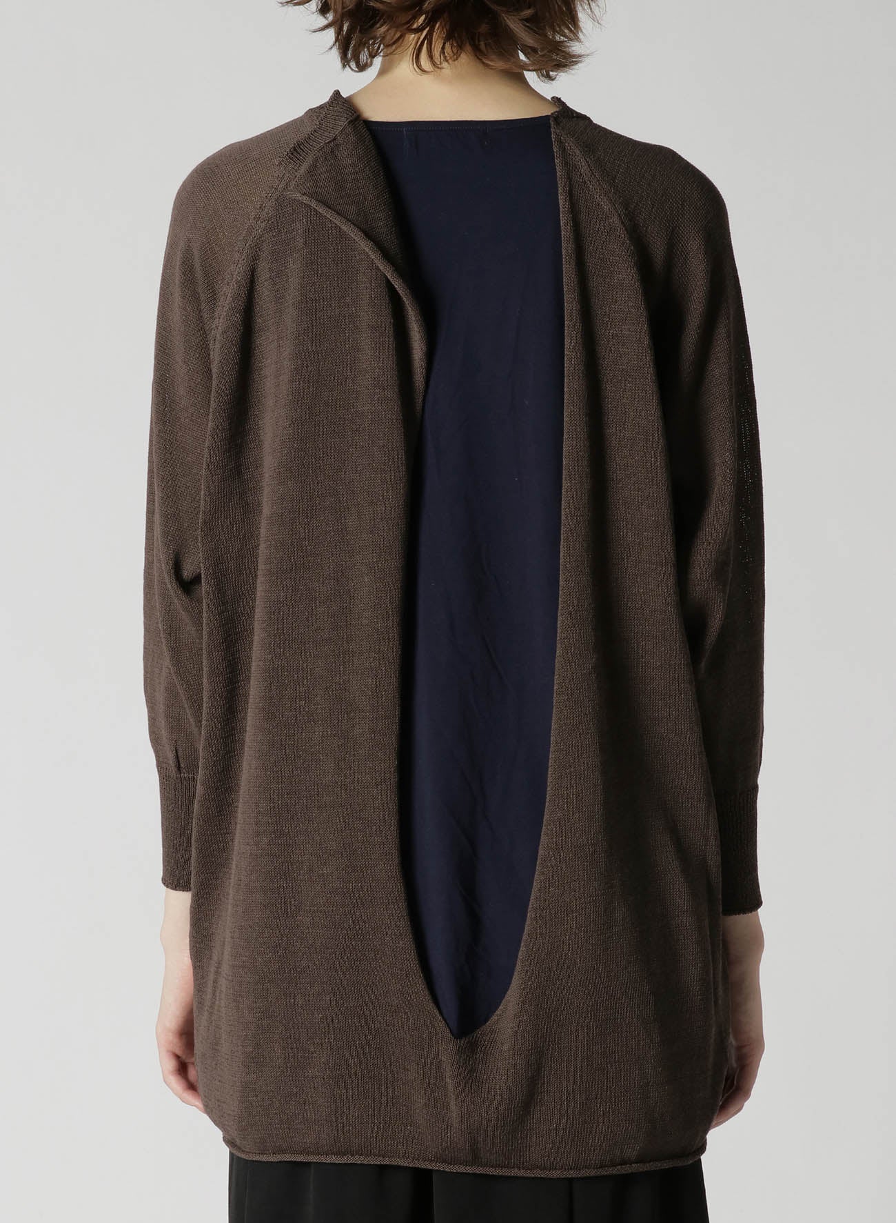 LINEN-LIKE COTTON LAYERED PULLOVER