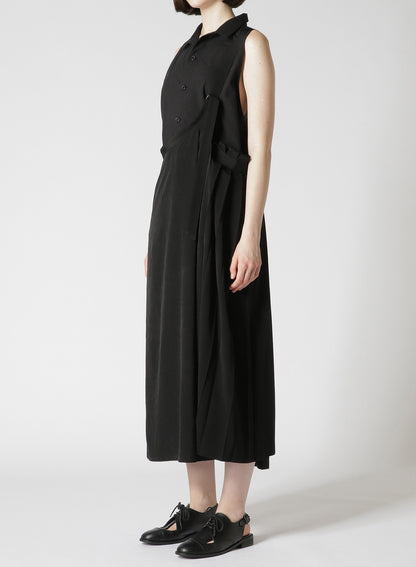 TRIACETATE POLYESTER CREPE de CHINE LEFT PLEATS LONG SKIRT